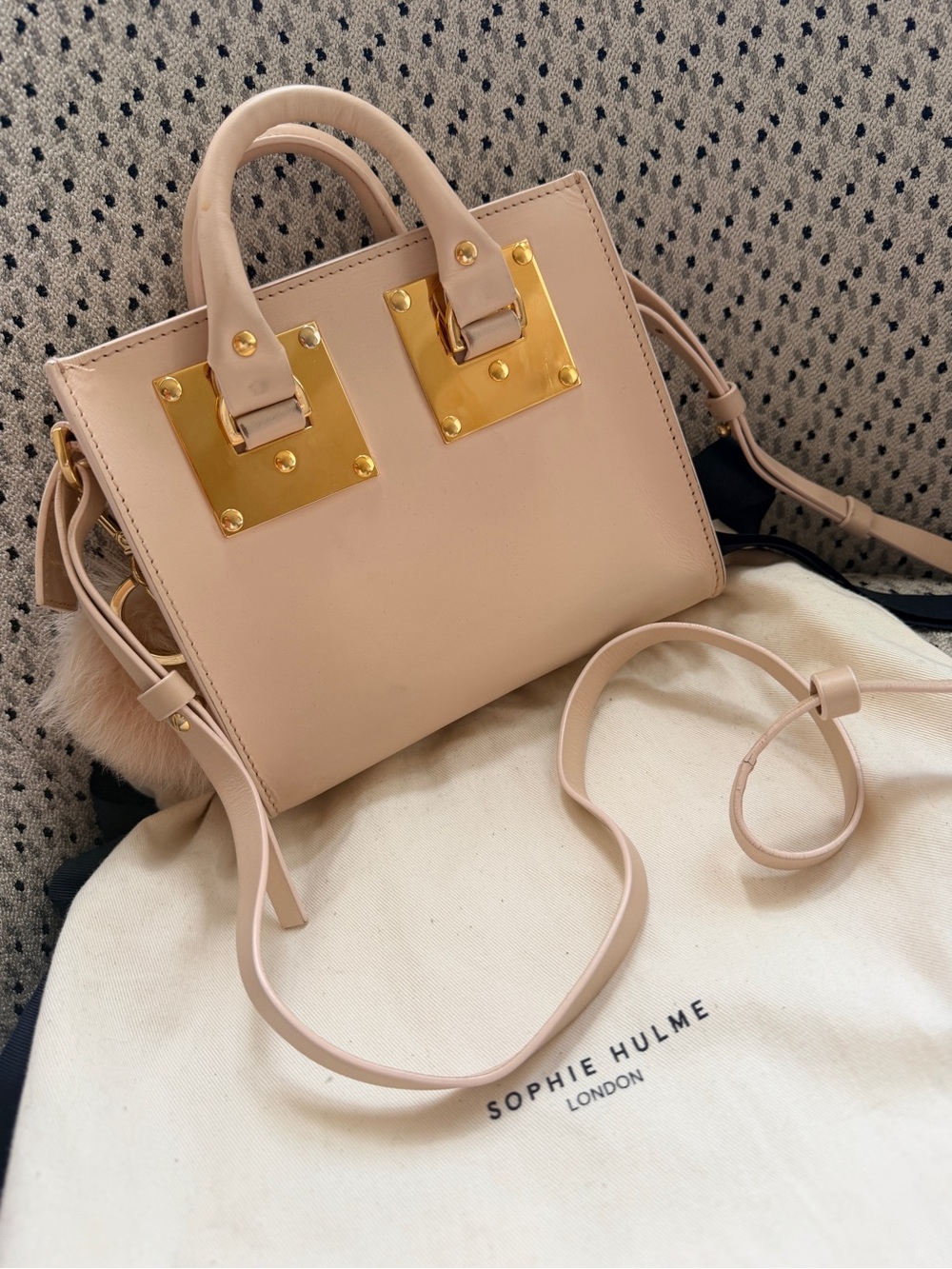 Sophie Hulme Blush Mini Tote with Gold Plates